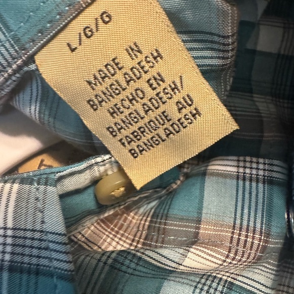 NWOT Boys Wrangler Retro Western Style Plaid Shirt Size L (10-12) - Picture 9 of 12